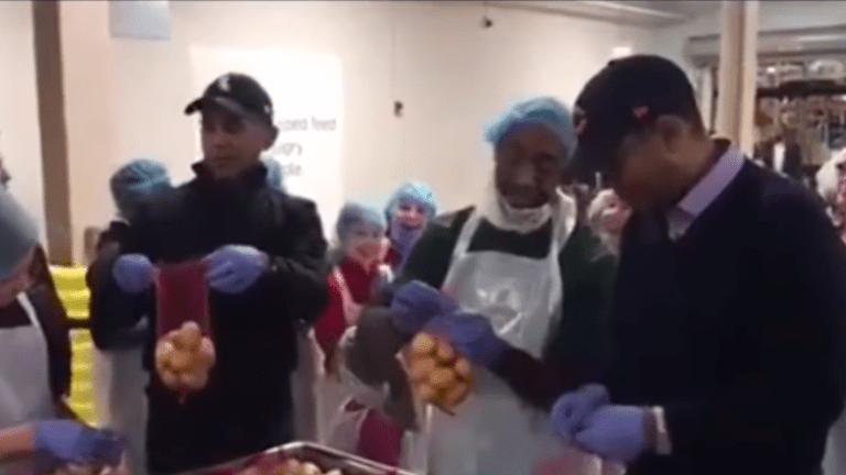 Barack Obama Volunteers at Greater Chicago Food Depository